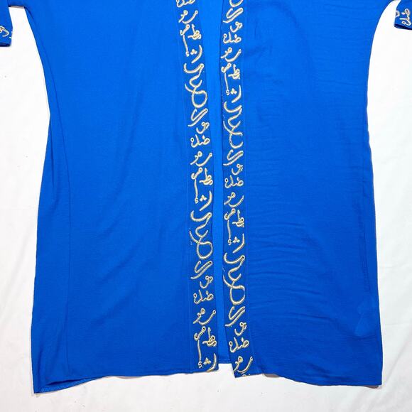 Zara Abaya Gold Arabic Calligraphy Embroidery Size Small Blue New with Tag - Picture 3 of 6